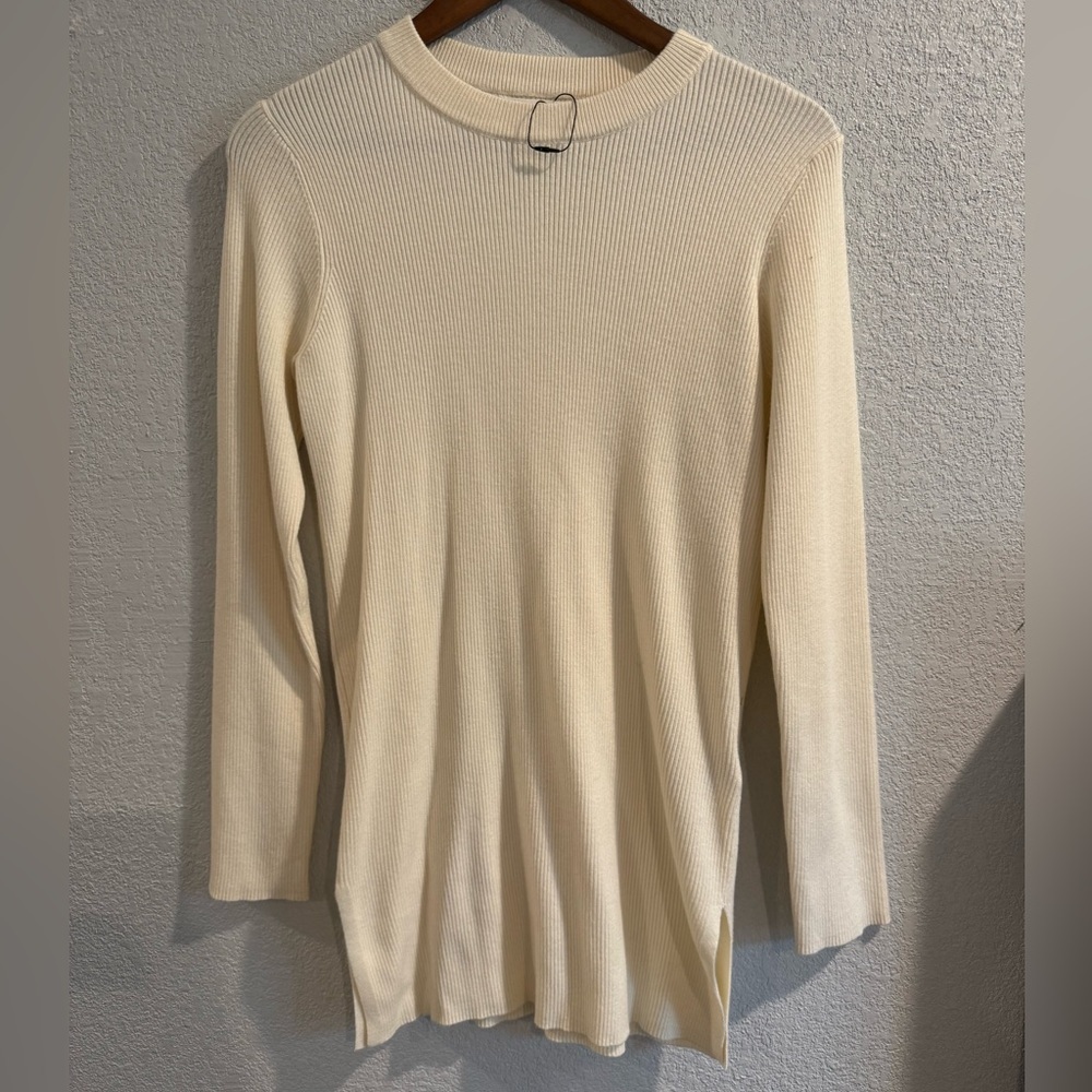 Zara Kids Cream Ribbed Knit Long Sweater Size 13/14y - Picture 2 of 3